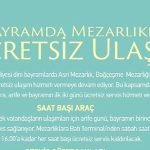 Kocaeli Büyükşehir Belediyesi Bayramda mezarlıklara ücretsiz ulaşım