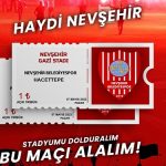 Nevşehir Belediyespor-Hacettepe Müsabakası İçin Bilet Fiyatları 1 TL’ye Düşürüldü