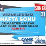 Canik’te Vezneler Hafta Sonu Açık